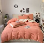 Постельное белье двуспальное Dushka Home Поликотон 21130 180х215 см персиковое с бежевым