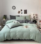 Постельное белье двуспальное Dushka Home Поликотон 21158 180х215 см мятное с серым