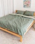 Постельное белье евро Dushka Home Вареный хлопок 21079 200х220 см фисташковое с оливковым