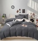Постельное белье двуспальное Dushka Home Поликотон 21154 180х215 см темно-серое с белым