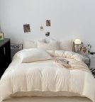 Постельное белье семейное Dushka Home Поликотон 21188 160х215х2 см молочное