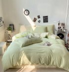 Постельное белье семейное Dushka Home Поликотон 21152 160х215х2 см бело-зеленое