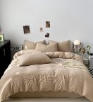 Постельное белье семейное Dushka Home Поликотон 21168 160х215х2 см бежевое