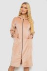 Халат женский велюровый на молнии, цвет светло-бежевый, 238R101