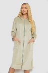 Халат женский велюровый на молнии, цвет светло-оливковый, 238R101-1