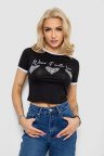 Футболка-топ женская с принтом, цвет черный, 244R504