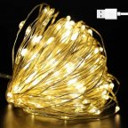 Гирлянда нить "Роса", 50м, от USB, 8 режимов, 500 LED, IP44 Теплый белый