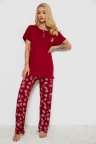 Пижама женская с принтом, цвет бордовый, 243R7020