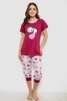 Пижама женская с принтом, цвет бордовый, 243R1602-016
