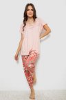 Пижама женская с принтом, цвет персиковый, 243R1600-003