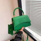 Сумочка жіноча крос-боді 10494 під рептилію чорного кольору Зелений