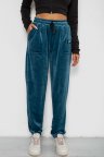 Спортивные штаны велюровые женские на флисе, цвет петроль, 238R58649-1