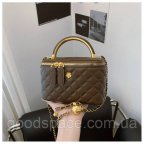 Жіноча сумка-косметичка 1251 Vanity Bag крос-боді коричнева велика
