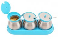 Набор банок для сыпучих Frico FRU-127-Blue 7 предметов голубой