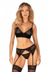 Комплект белья с поясом Obsessive Chemeris set Черный M/L