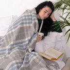 Плед кашемировый Love You 4483 140х200 см светло-серый с голубым