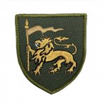 Шеврон на липучках Лев с флагом ВСУ (ЗСУ) 20222155 9704 8х7 см оливковый