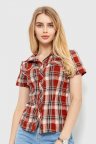 Рубашка женская в клетку, цвет терракотовый, 230R061-11